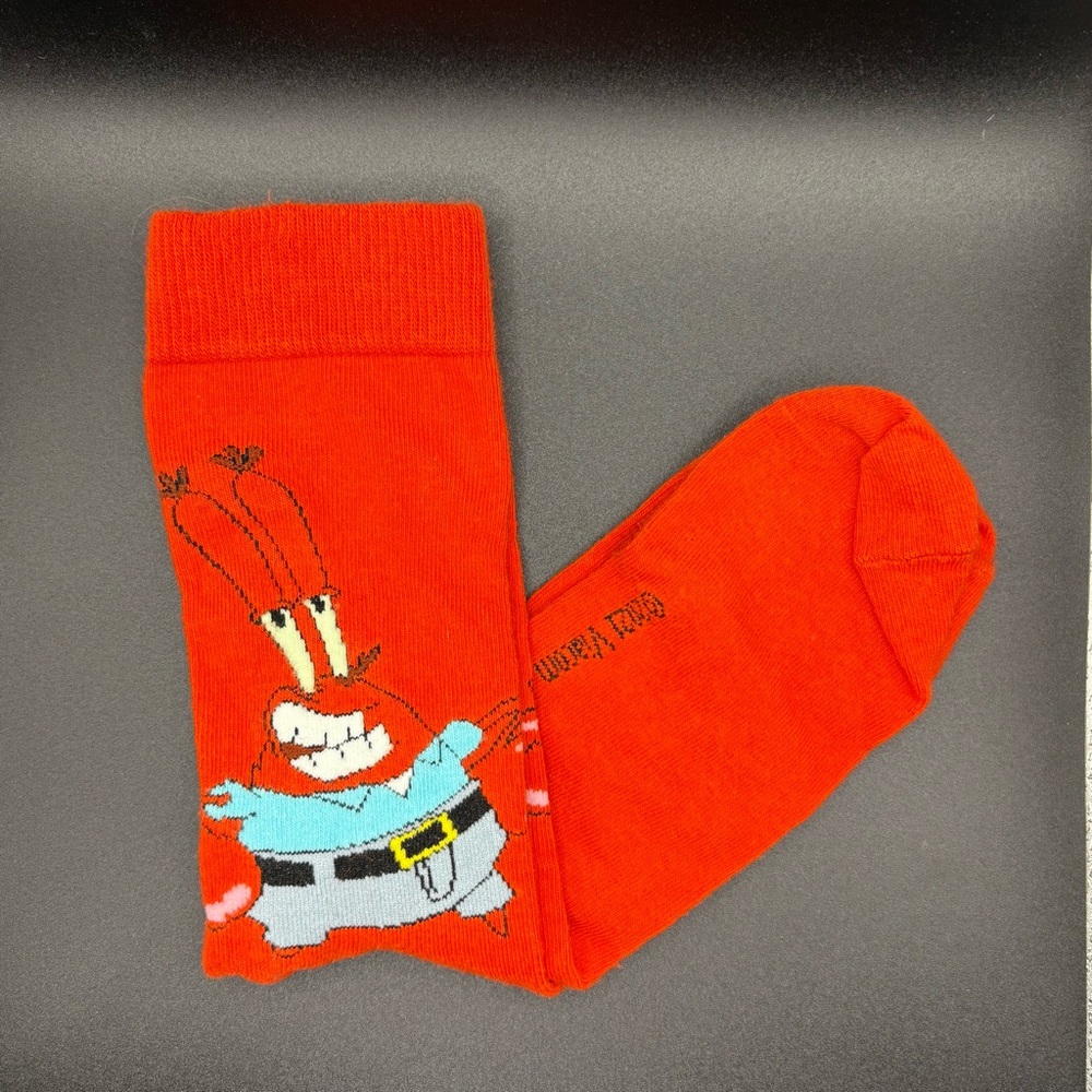 H&M Men’s Red Mr. Krabs Motif-Detail Crew Socks, Size OS, Novelty, Animated